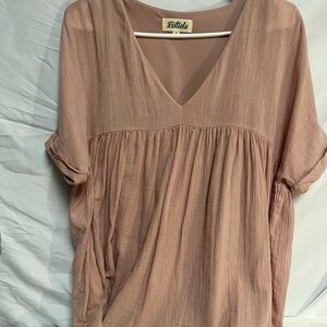 Listicle Size S Women's Blush Pink V-Neck tunic style top oversized boxy